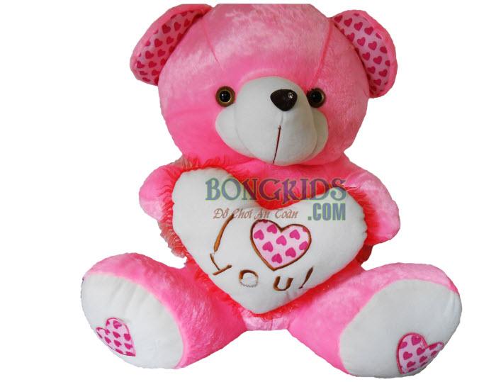 Gấu bông ôm tim chữ đẹp - bongkids.com