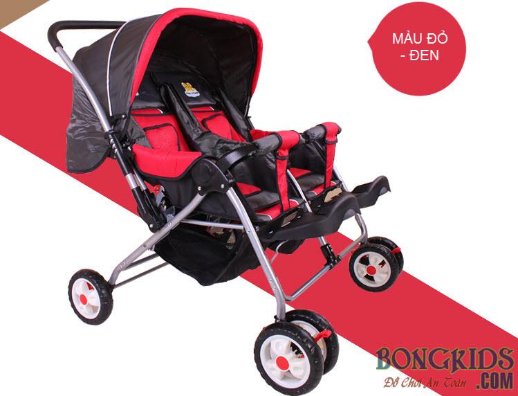 Xe đẩy cho bé sinh đôi SL-501 màu đỏ - đen