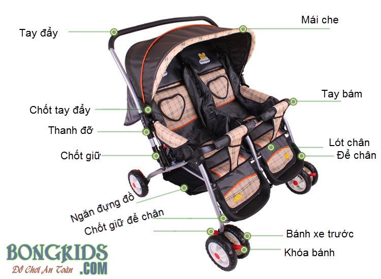Chi tiết xe đẩy cho bé sinh đôi SL-501