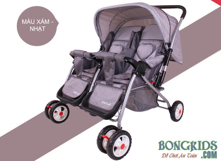 Xe đẩy cho bé sinh đôi SL-501 màu xám nhạt