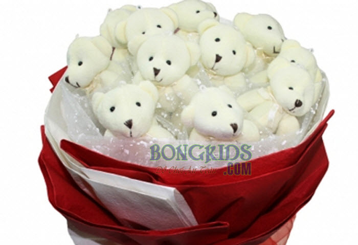 Hoa gấu bông màu trắng - bongkids.com