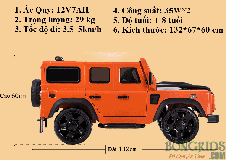 Xe ôtô điện trẻ em DMD 198 - Kích Thước Xe ôtô điện trẻ em DMD 198 - Kích Thước