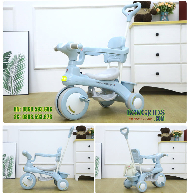 Xe đạp 3 bánh 688 Baby Carriage màu xanh