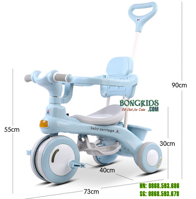 Kích thước Xe đạp 3 bánh 688 có cần đẩy - khung an toàn