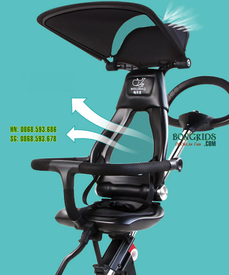 Xe đẩy thông minh 4 bánh Ride X1 NEW - Hàng xuất châu Âu (có mái che)