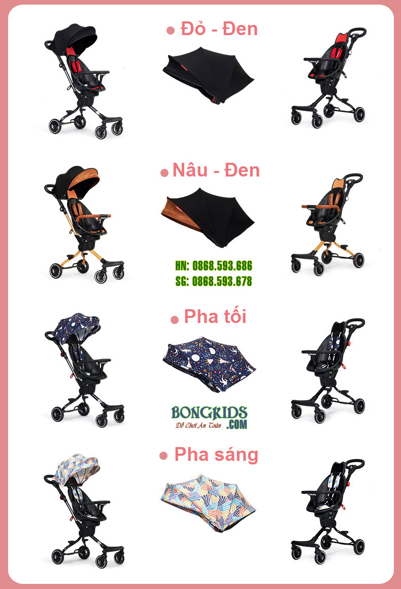 XE ĐẨY THÔNG MINH CHO BÉ BAOBAOHAO V5B MÁI PHỐI MÀU