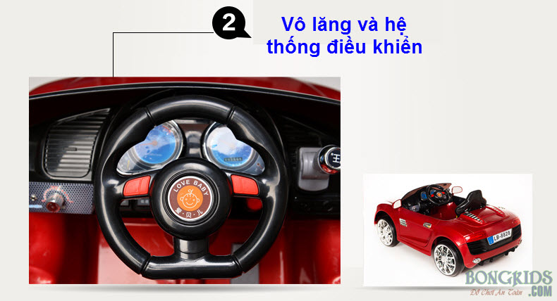 Chi tiết kỹ thuật của xe ô tô điện trẻ em Audi R8 LB-8828