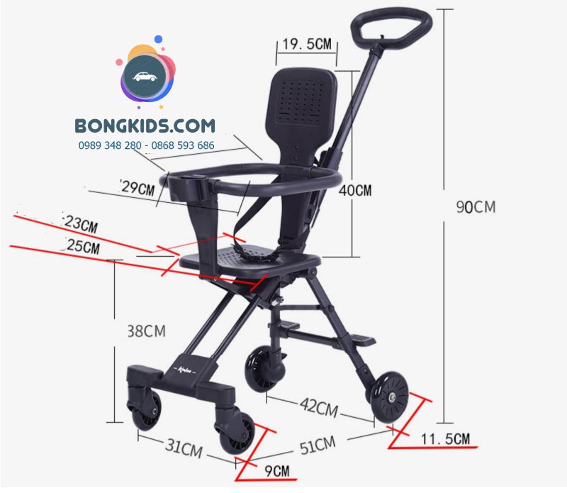 Xe đẩy Kinlee S888 cho bé - xách tay đi khắp mọi nơi 1