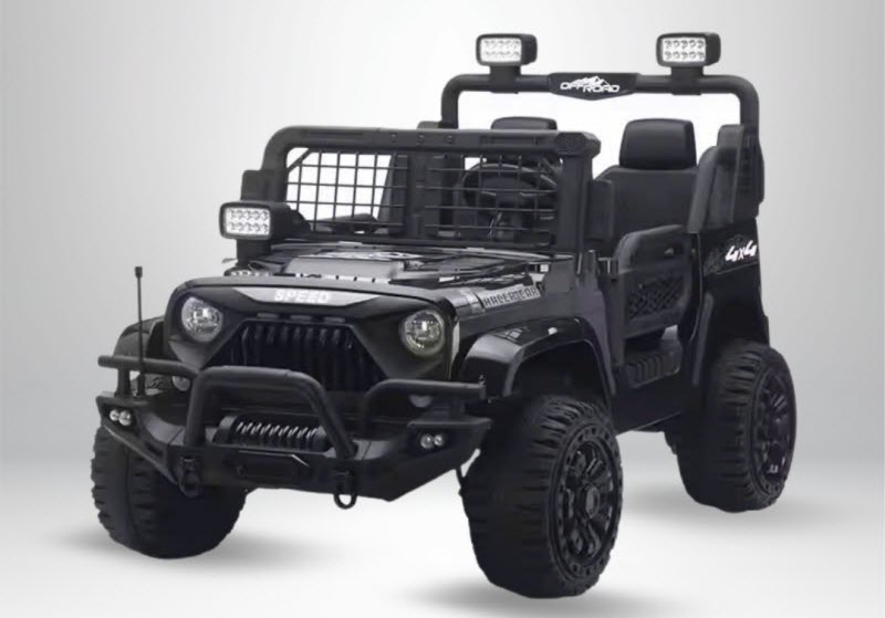 Xe ô tô điện trẻ em 2 chỗ ngồi Jeep BDQ1202 ghế da, bánh cao su