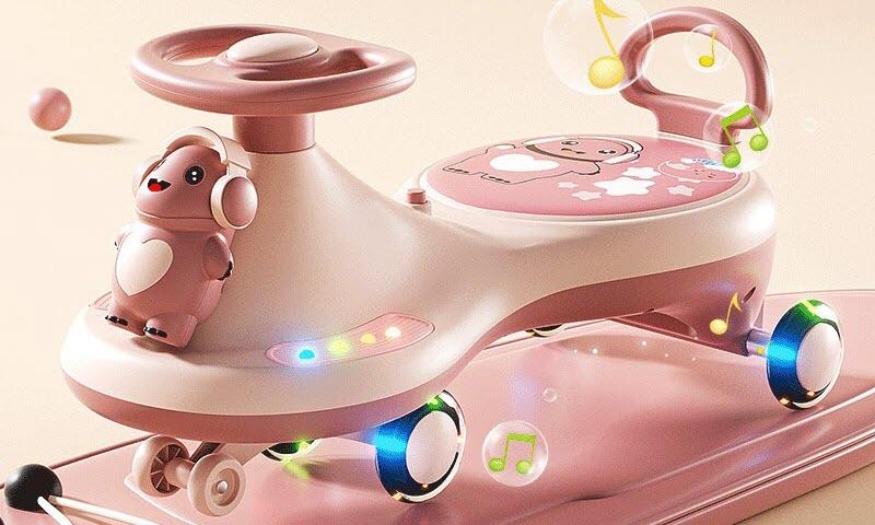Xe lắc cho bé đầu rồng xinh xắn, có tựa lưng