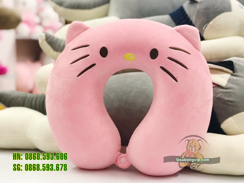 Gối cổ chữ u trơn thêu thú