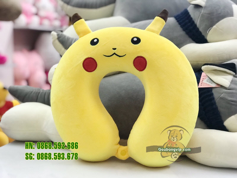 Gối cổ chữ u trơn thêu thú 1