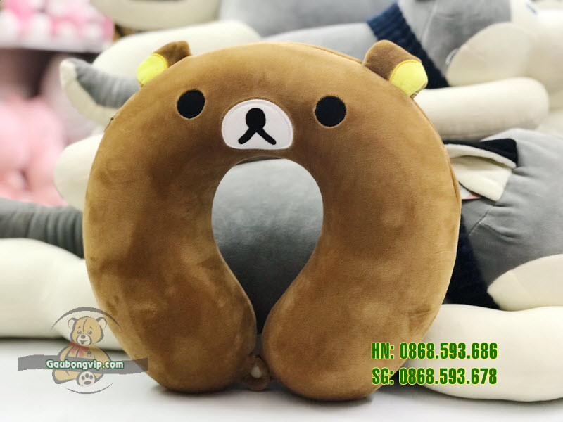 Gối cổ chữ u trơn thêu thú 3