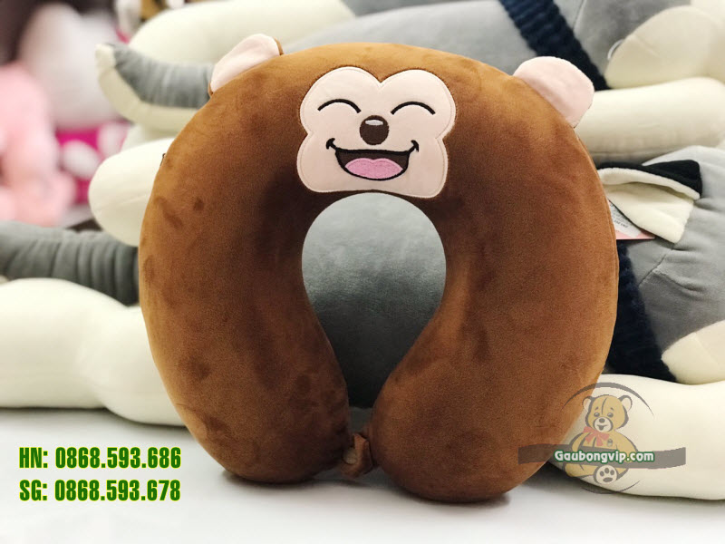 Gối cổ chữ u trơn thêu thú 4