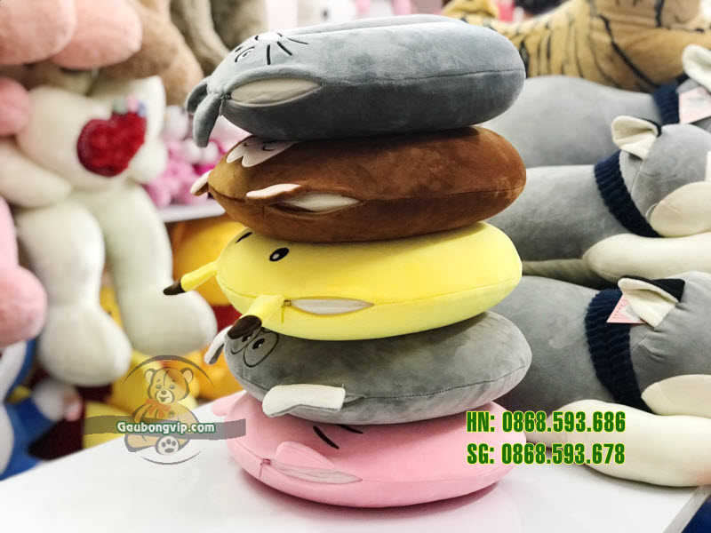 Gối cổ chữ u trơn thêu thú 6
