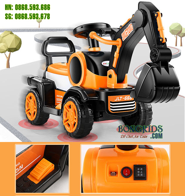 Xe cần cẩu điện trẻ em JLT166 - có đèn LED - chi tiết xe ủi