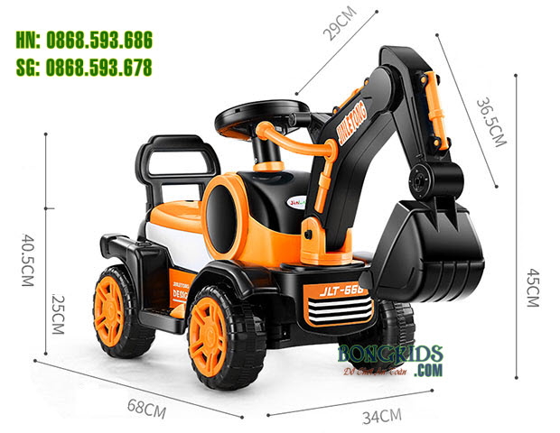 Kích thước Xe cần cẩu điện trẻ em JLT166 - có đèn LED