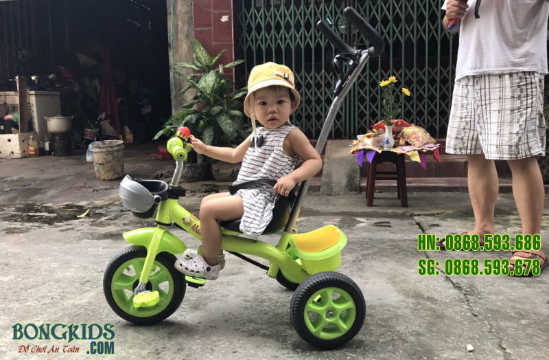 Xe đạp 3 bánh trẻ em 008 màu cốm phù hợp cho cả bé trai và bé gái (phiên bản cũ)