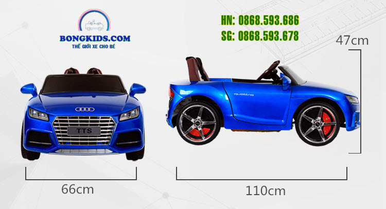 Kích Thước Xe Ôtô Điện Trẻ Em Audi AT-TTS Cao Cấp 