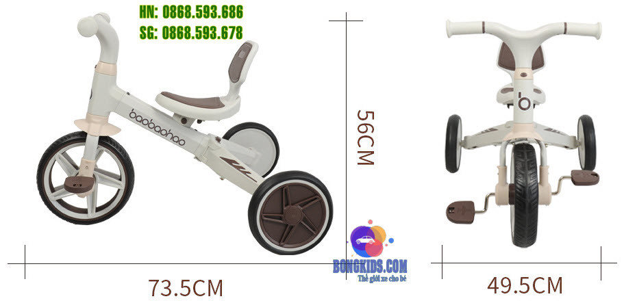 Kích thước Xe đạp đa năng cho bé Babaohao 237