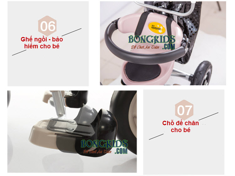 Chi tiết của Xe Đạp 3 Bánh Trẻ Em Cao Cấp 006 Có Cần Đẩy - Có Thể Gập Gọn 