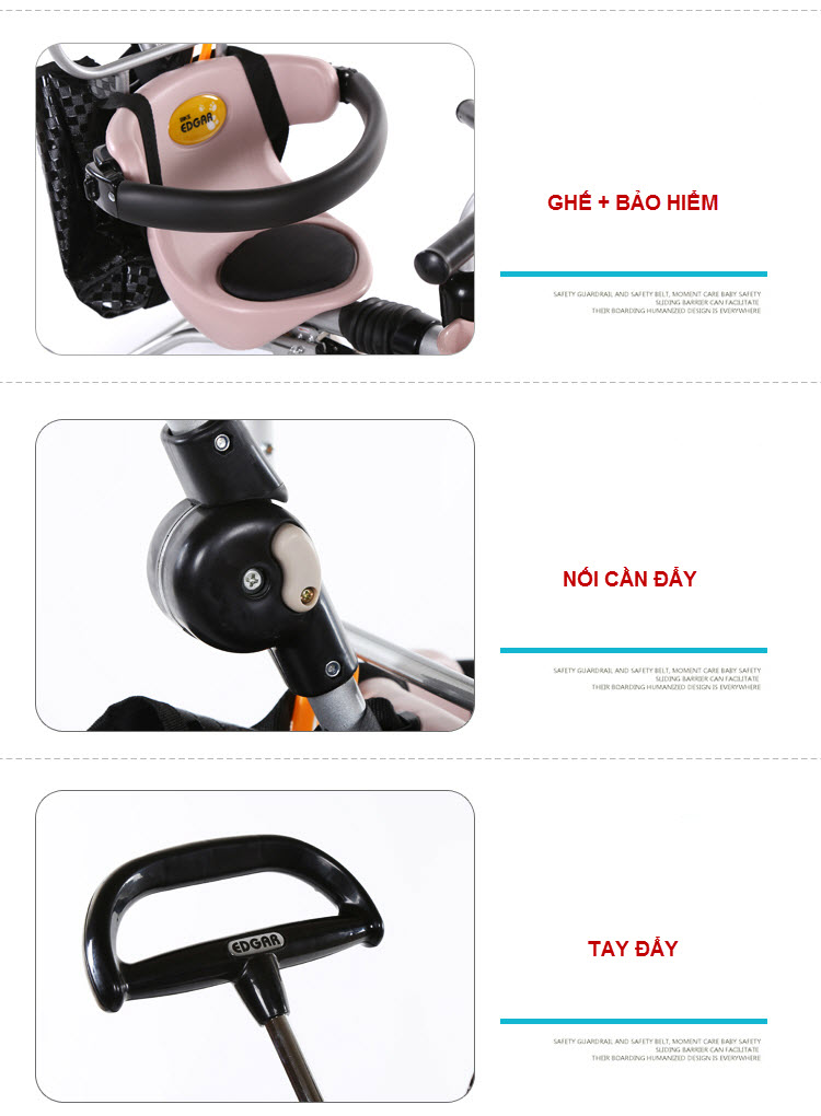 Xe Đạp 3 Bánh Trẻ Em Cao Cấp 006 Có Cần Đẩy - Có Thể Gập Gọn 6