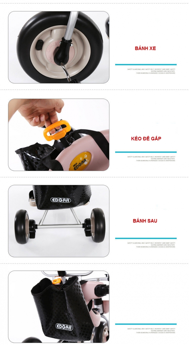 Xe Đạp 3 Bánh Trẻ Em Cao Cấp 006 Có Cần Đẩy - Có Thể Gập Gọn 7