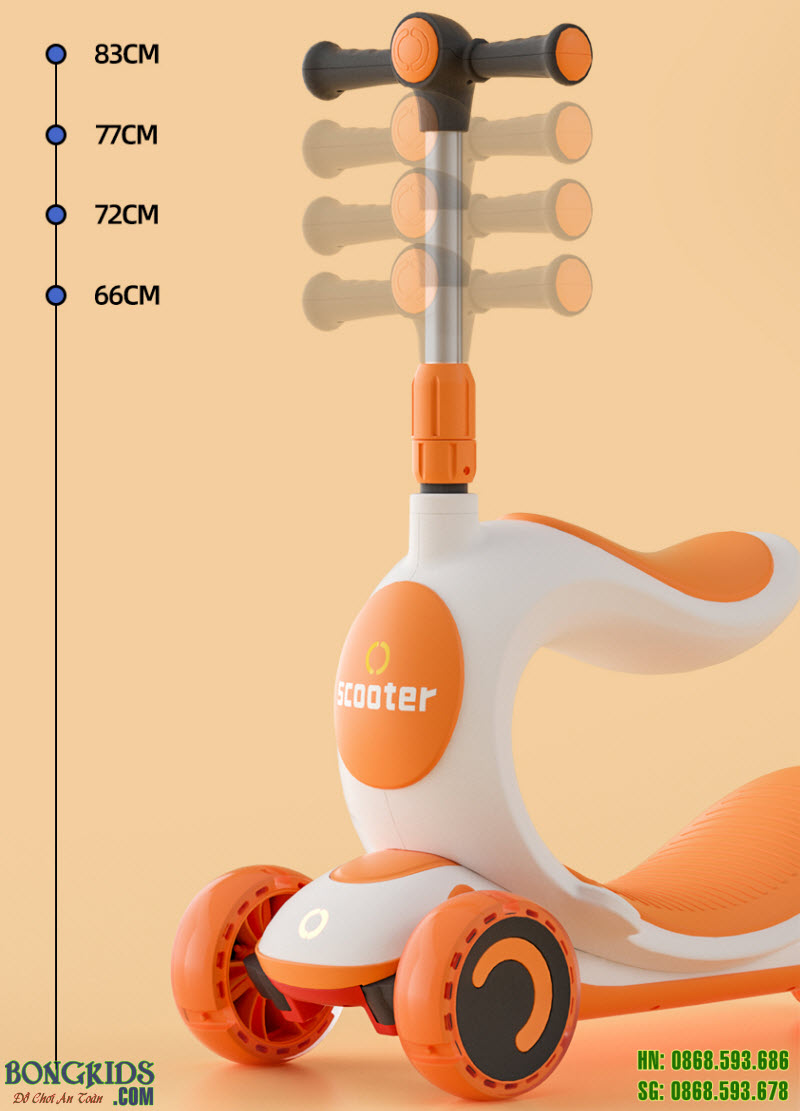 Xe đa năng trượt Scooter - Chòi chân - Bập bênh cho bé Flower Baby 808