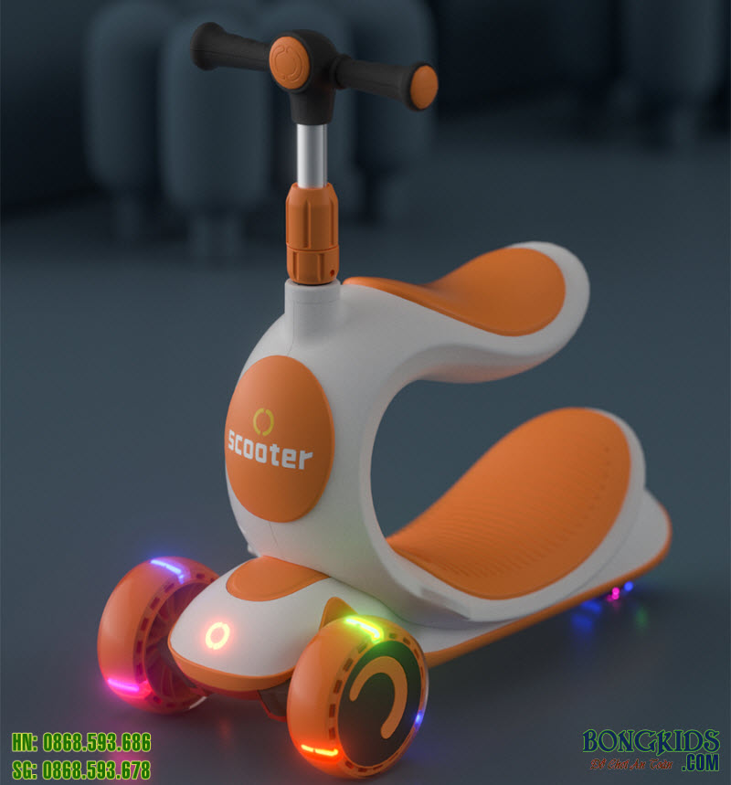 Xe đa năng trượt Scooter - Chòi chân - Bập bênh cho bé Flower Baby 808