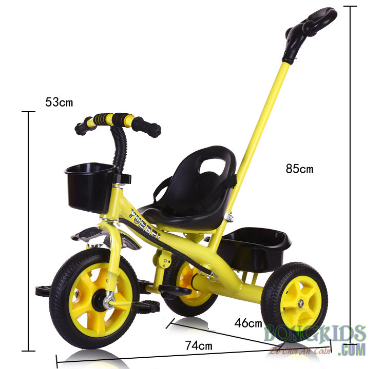 Kích thước xe đạp 3 bánh trẻ em có cần TC-506