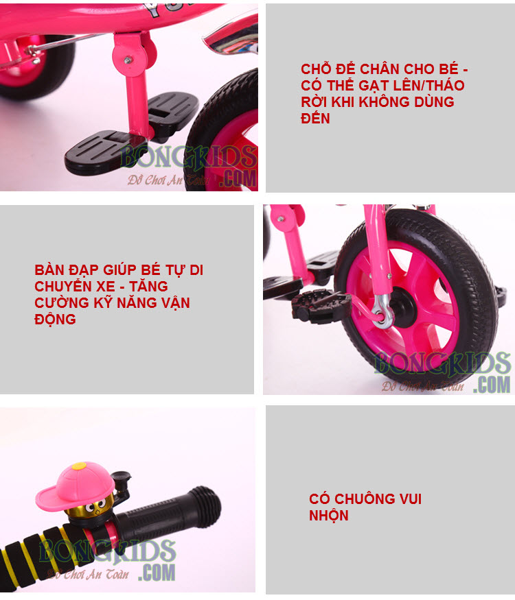 xe đạp 3 bánh trẻ em có cần TC-506