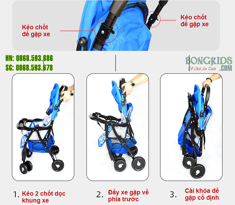 Xe đẩy cho bé 722C xanh
