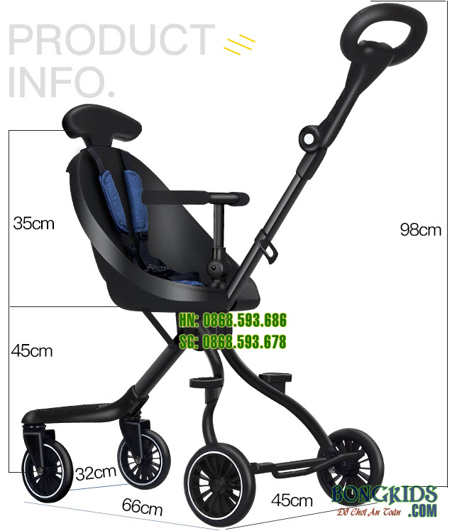 Xe đẩy thông minh cho bé Baobaohao V3 (gập gọn, ghế xoay)