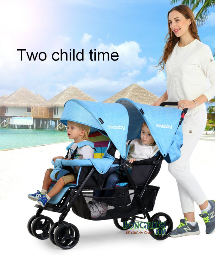 Xe đẩy đôi Seababy T33 (trước sau) cho 2 bé