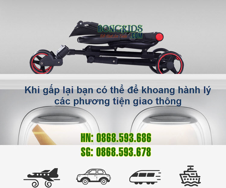 Xe đẩy thông minh 4 bánh gấp gọn X6 - gấp lại để đâu cũng được