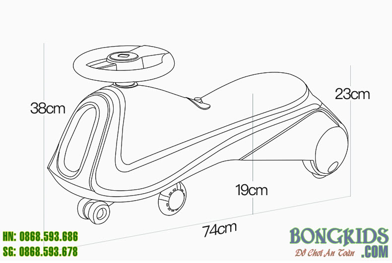 Kích thước Xe lắc tay cho bé BB01