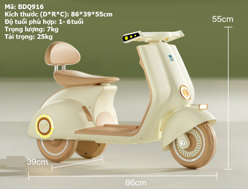xe máy điện trẻ em Vespa BDQ916