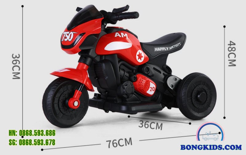 Kích thước xe mô tô điện trẻ 606 và 616