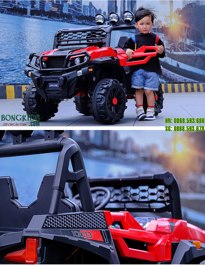 Xe ô tô điện trẻ em địa hình 2 chỗ MDX908 màu đỏ