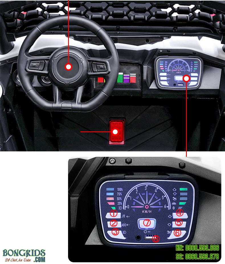 Xe ô tô điện trẻ em địa hình 2 chỗ MDX908