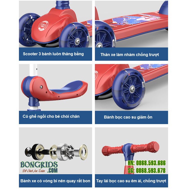 Xe đa năng chòi chân - trượt scooter cho bé 802S